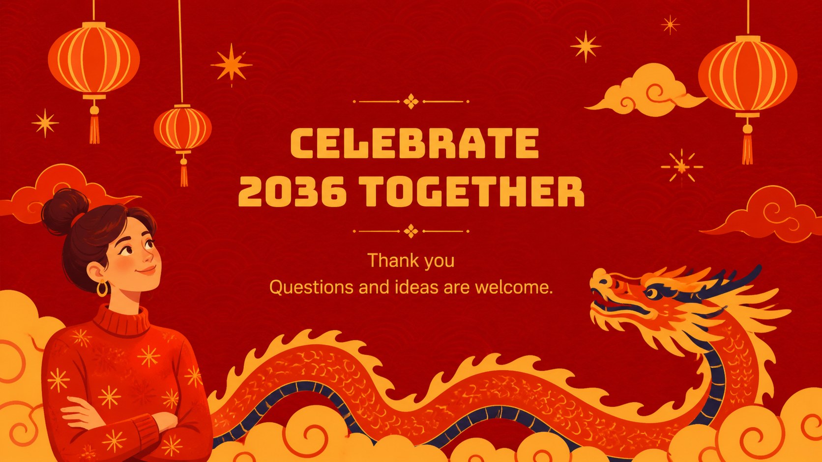 2036 Dragon Year Celebration Theme presentation template, slide 14