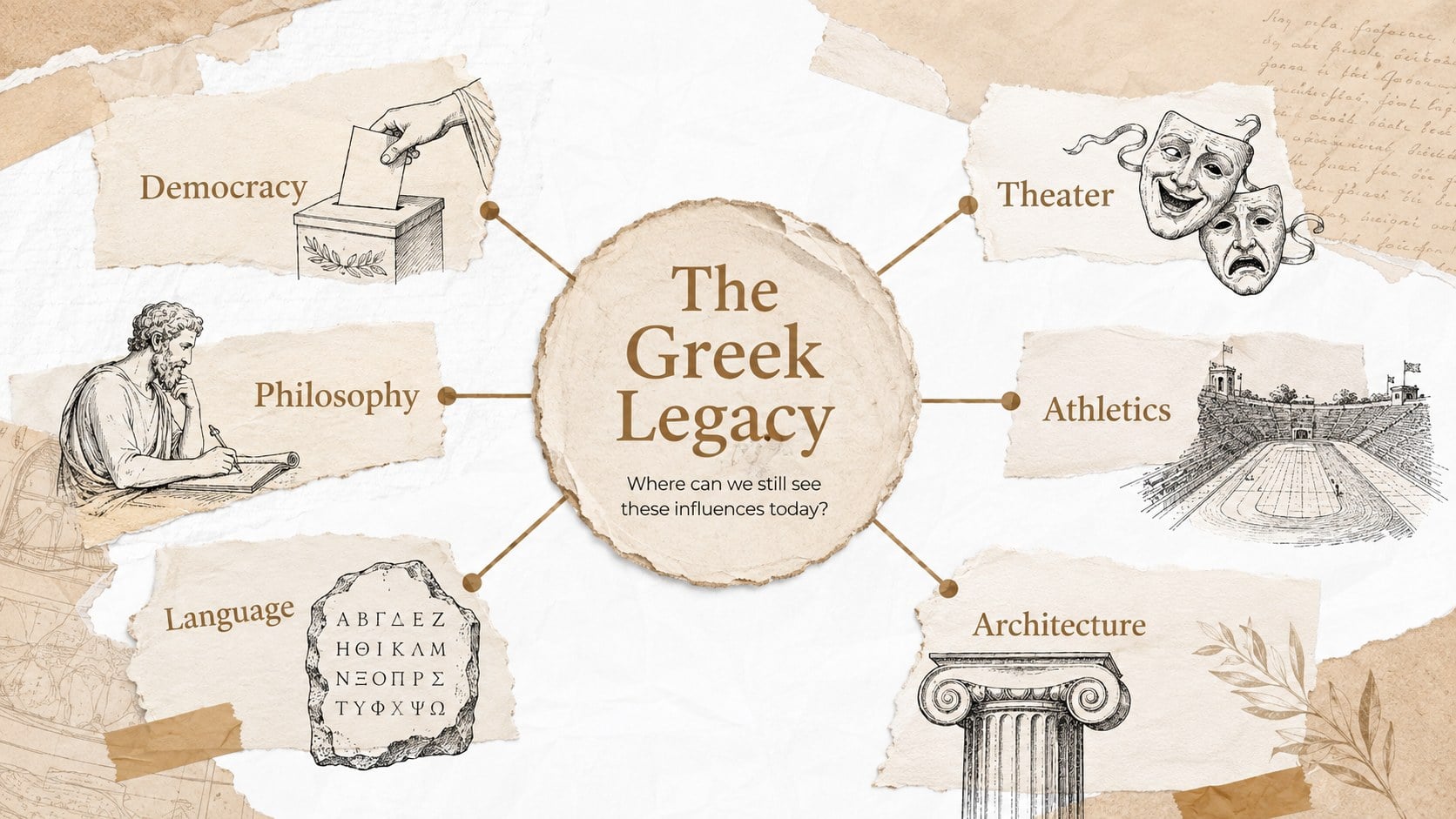 Ancient Greece Mythology Classroom Scrapbook presentation template, slide 12