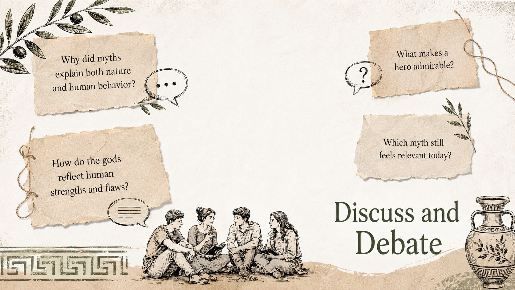 Ancient Greece Mythology Classroom Scrapbook presentation template, slide 14