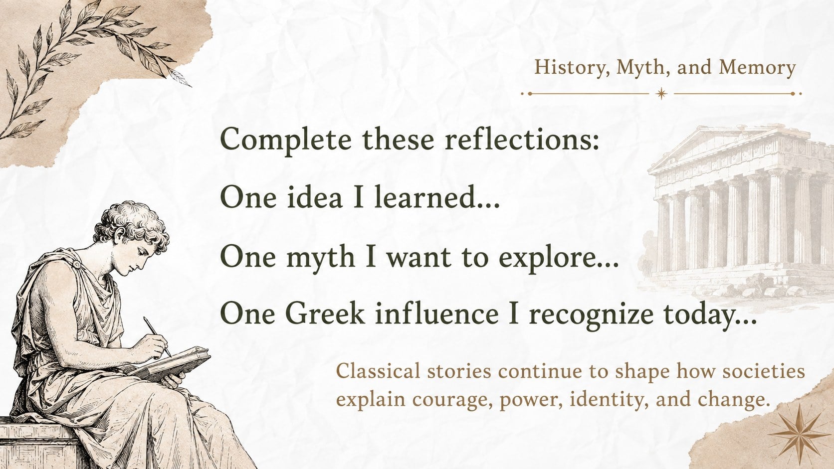Ancient Greece Mythology Classroom Scrapbook presentation template, slide 15
