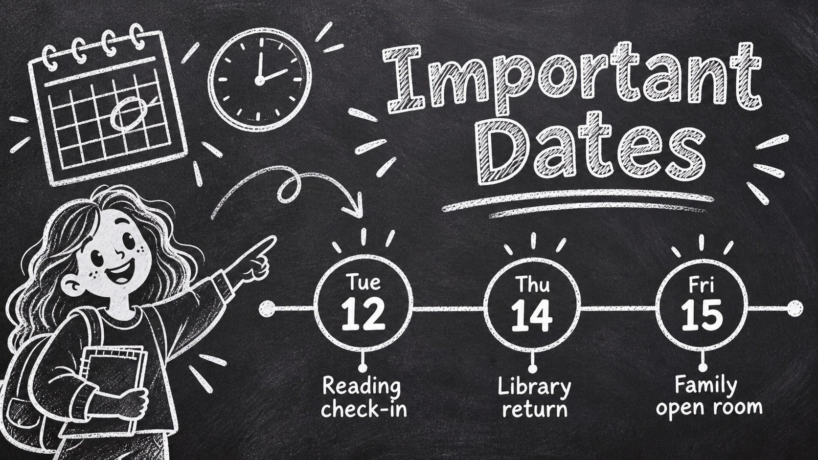 Animated School Bulletin Chalkboard Theme presentation template, slide 3