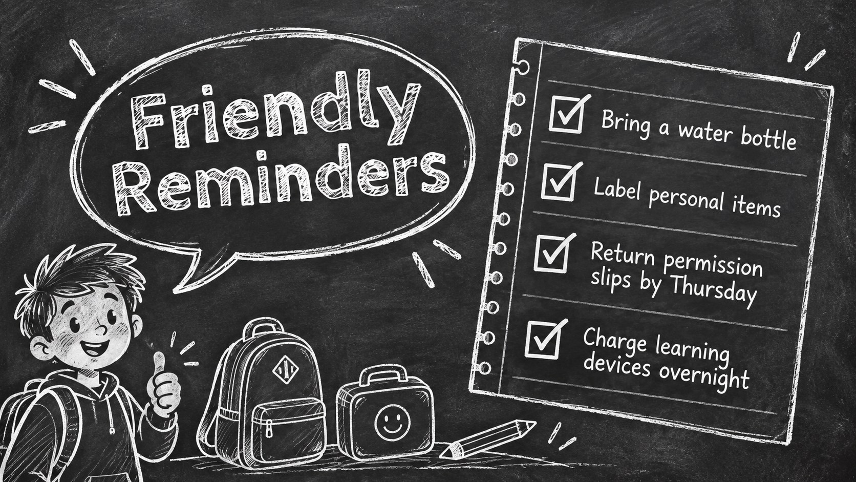 Animated School Bulletin Chalkboard Theme presentation template, slide 6