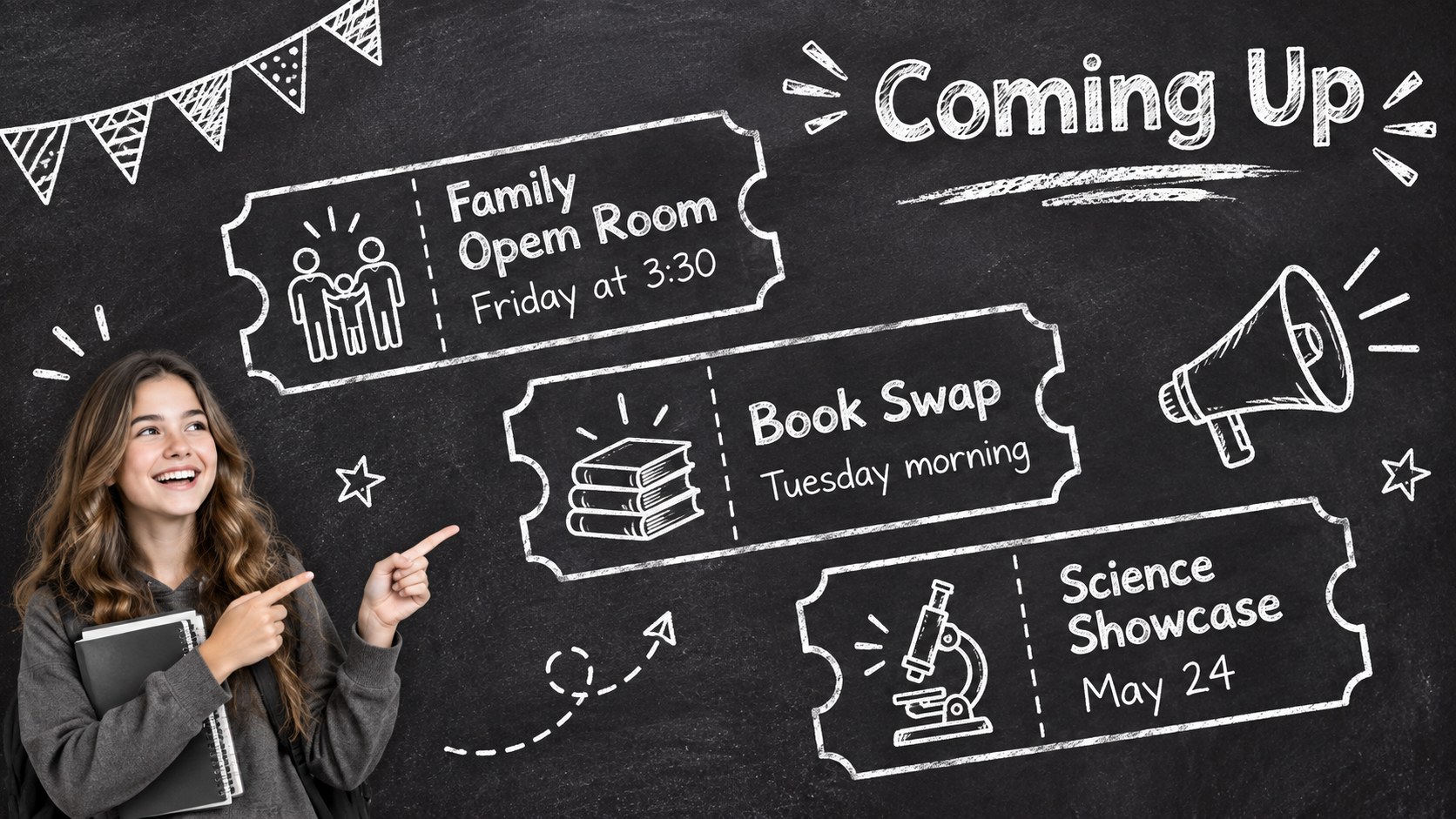Animated School Bulletin Chalkboard Theme presentation template, slide 8