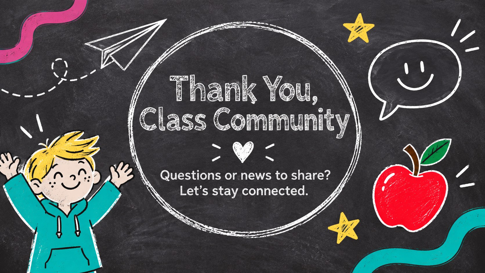 Animated School Bulletin Chalkboard Theme presentation template, slide 15