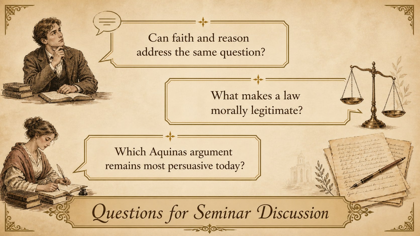 Aquinas Scholastic Thought Lecture Deck presentation template, slide 12