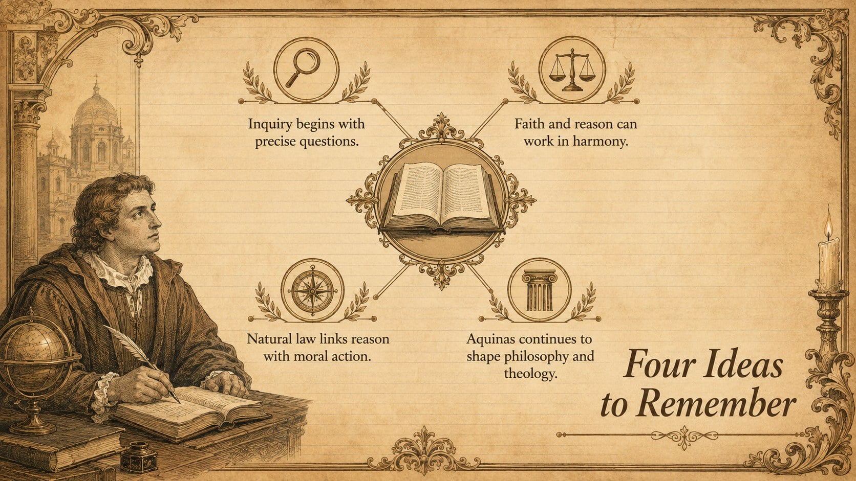 Aquinas Scholastic Thought Lecture Deck presentation template, slide 14