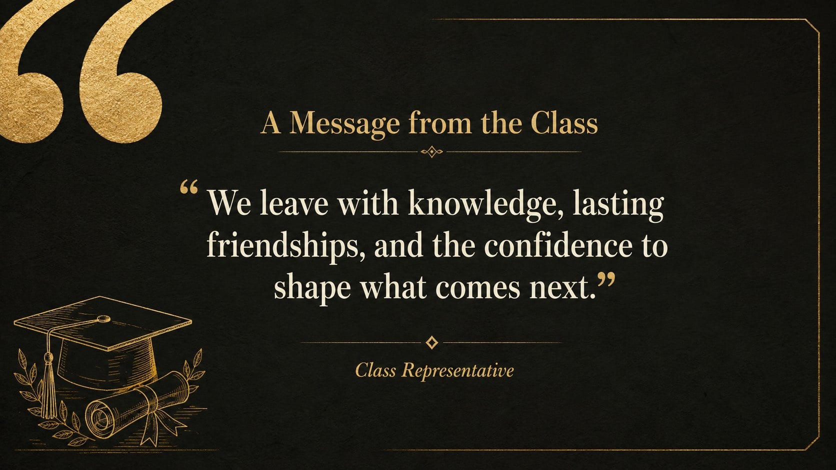 Black and Gold Commencement Program Deck presentation template, slide 11