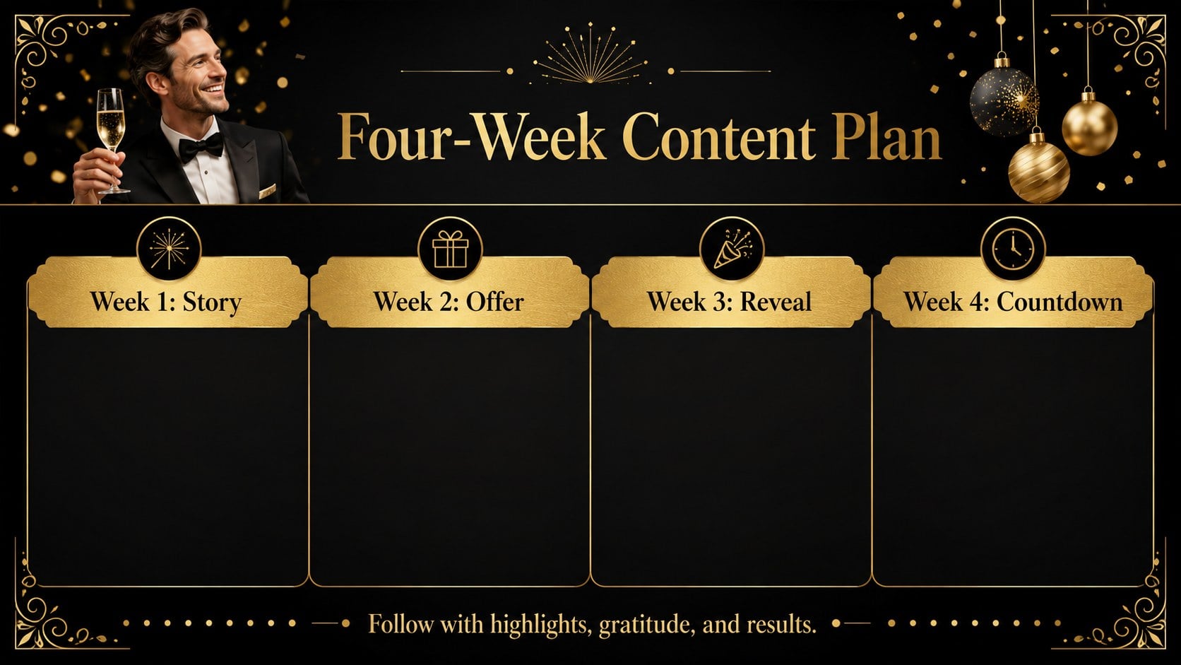 Black and Gold New Year Campaign Deck presentation template, slide 10
