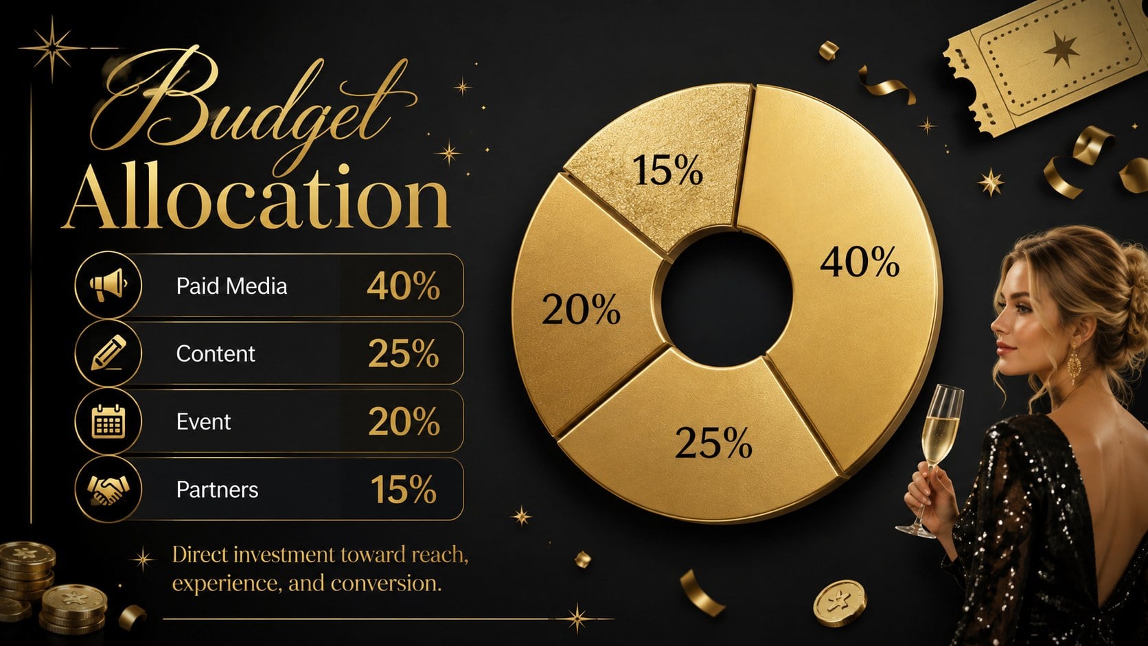 Black and Gold New Year Campaign Deck presentation template, slide 13