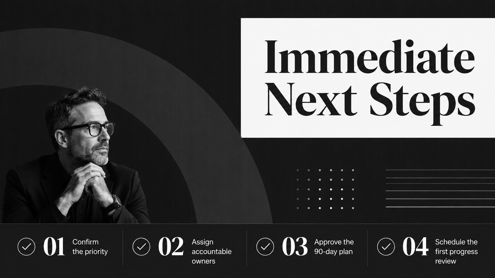 Modelo de apresentação Apresentação Empresarial Minimalista em Preto, slide 11