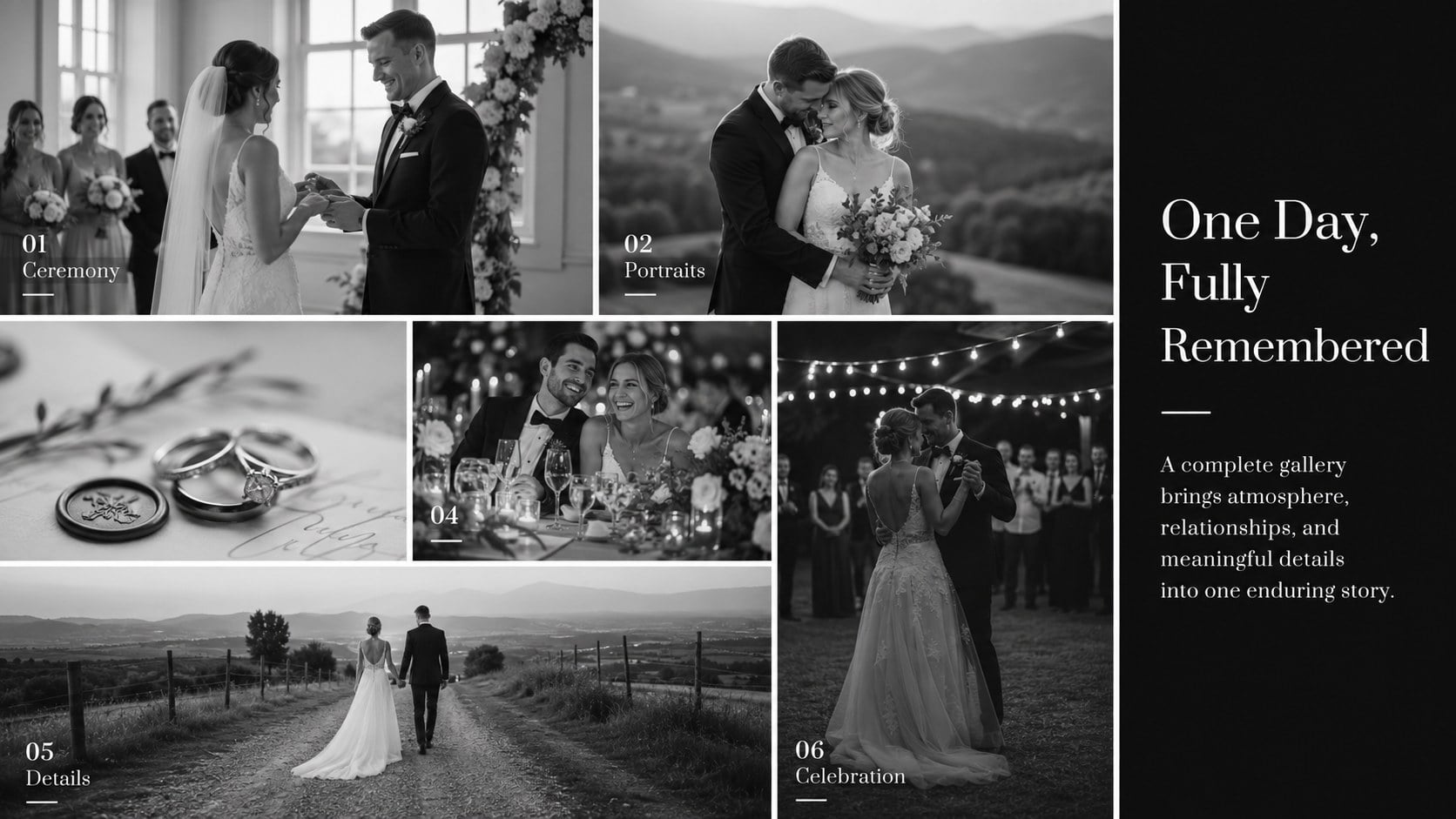 Black and White Bridal Photography Showcase presentation template, slide 14