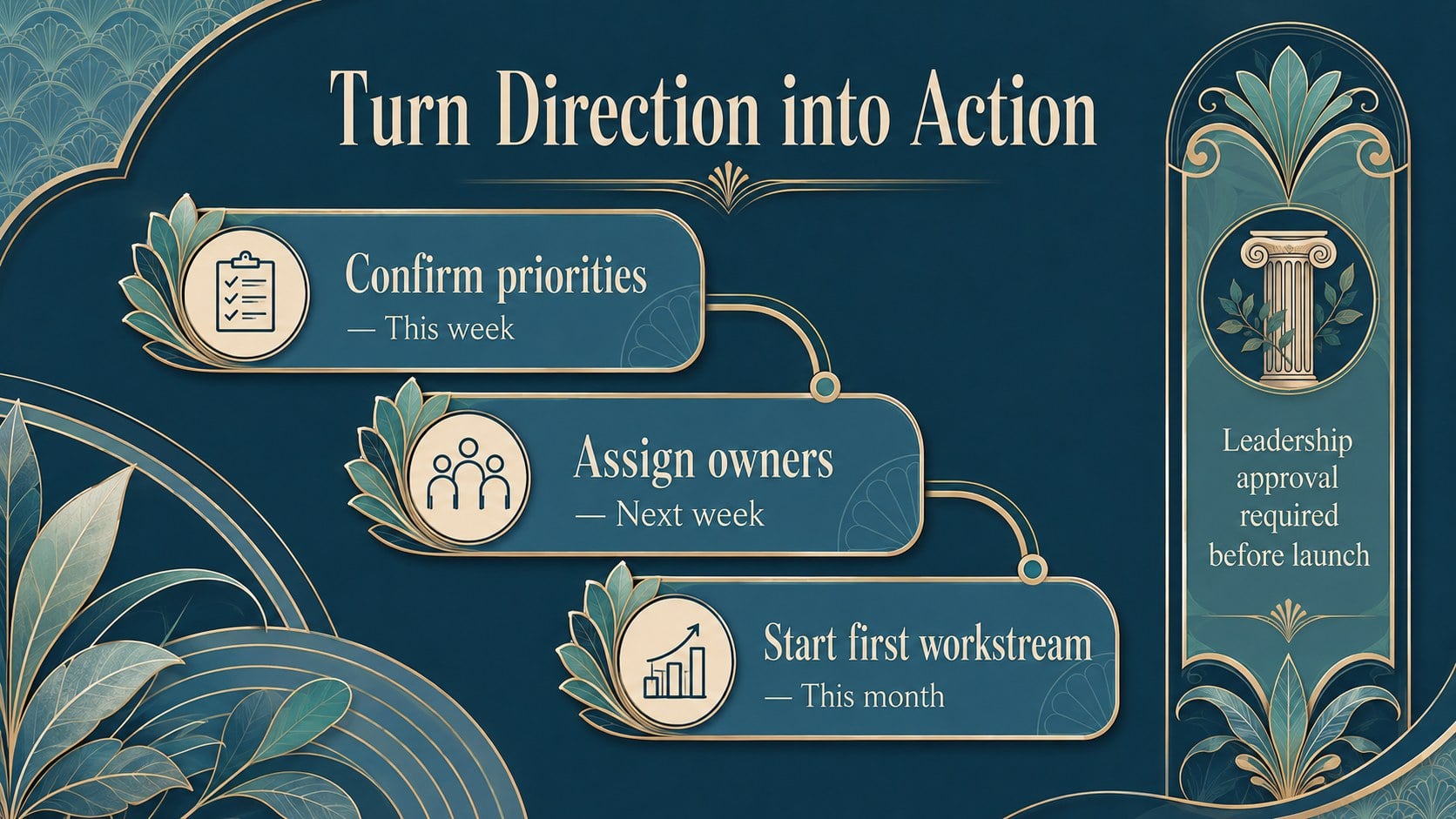 Blue Art Deco Strategy Map Slides presentation template, slide 12