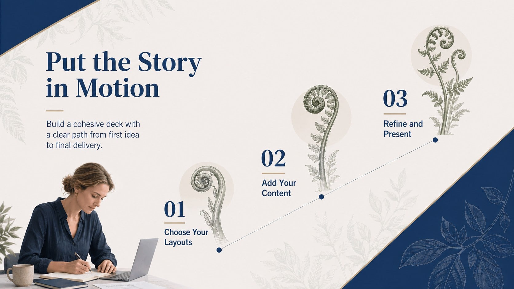 Blue Botanical Presentation Suite presentation template, slide 15