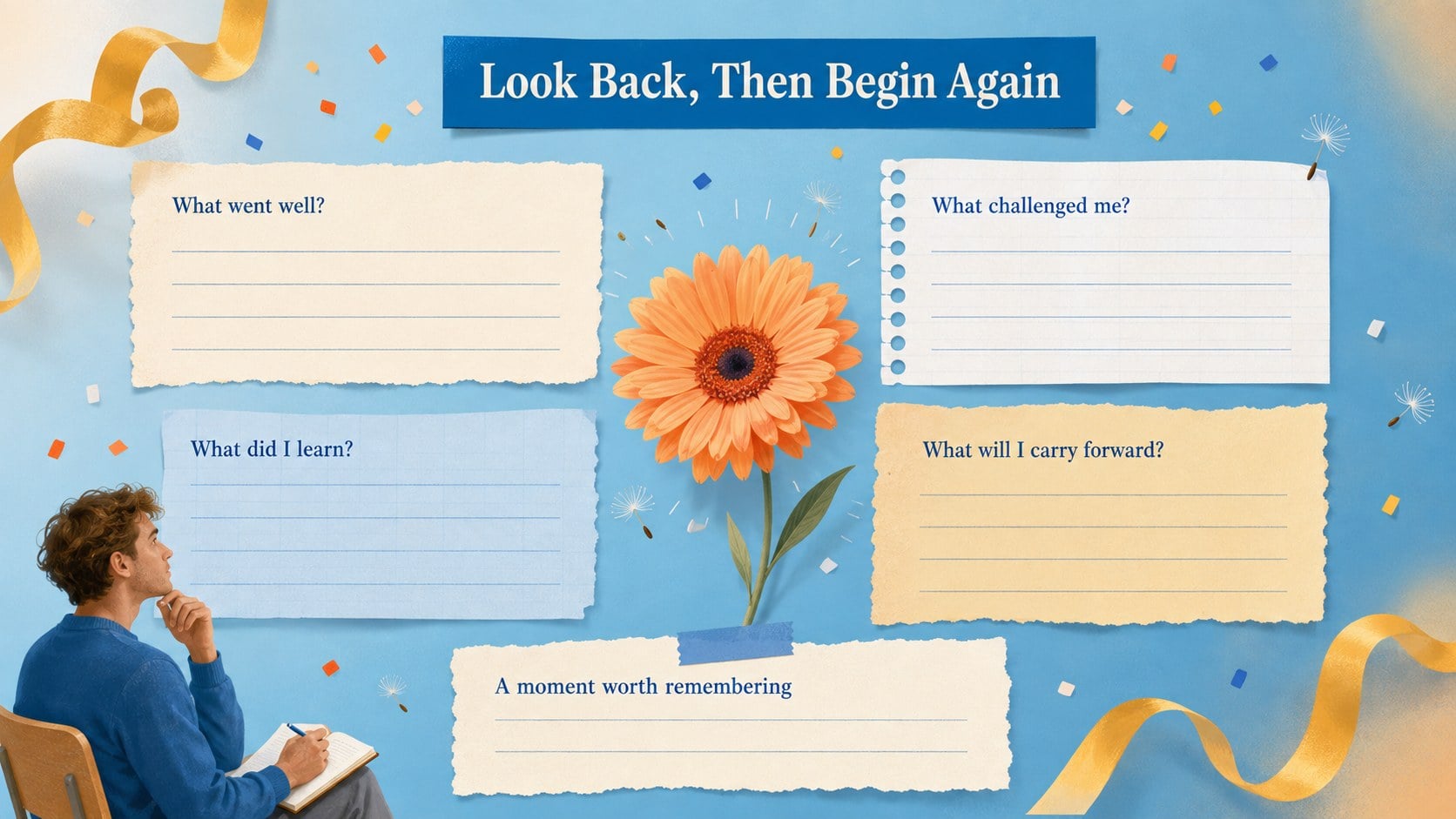 Blue Floral Digital Diary Deck presentation template, slide 12