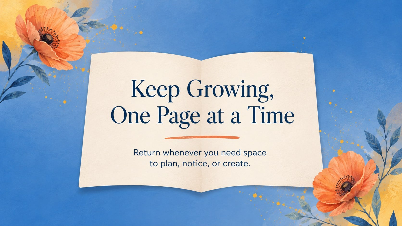 Blue Floral Digital Diary Deck presentation template, slide 15