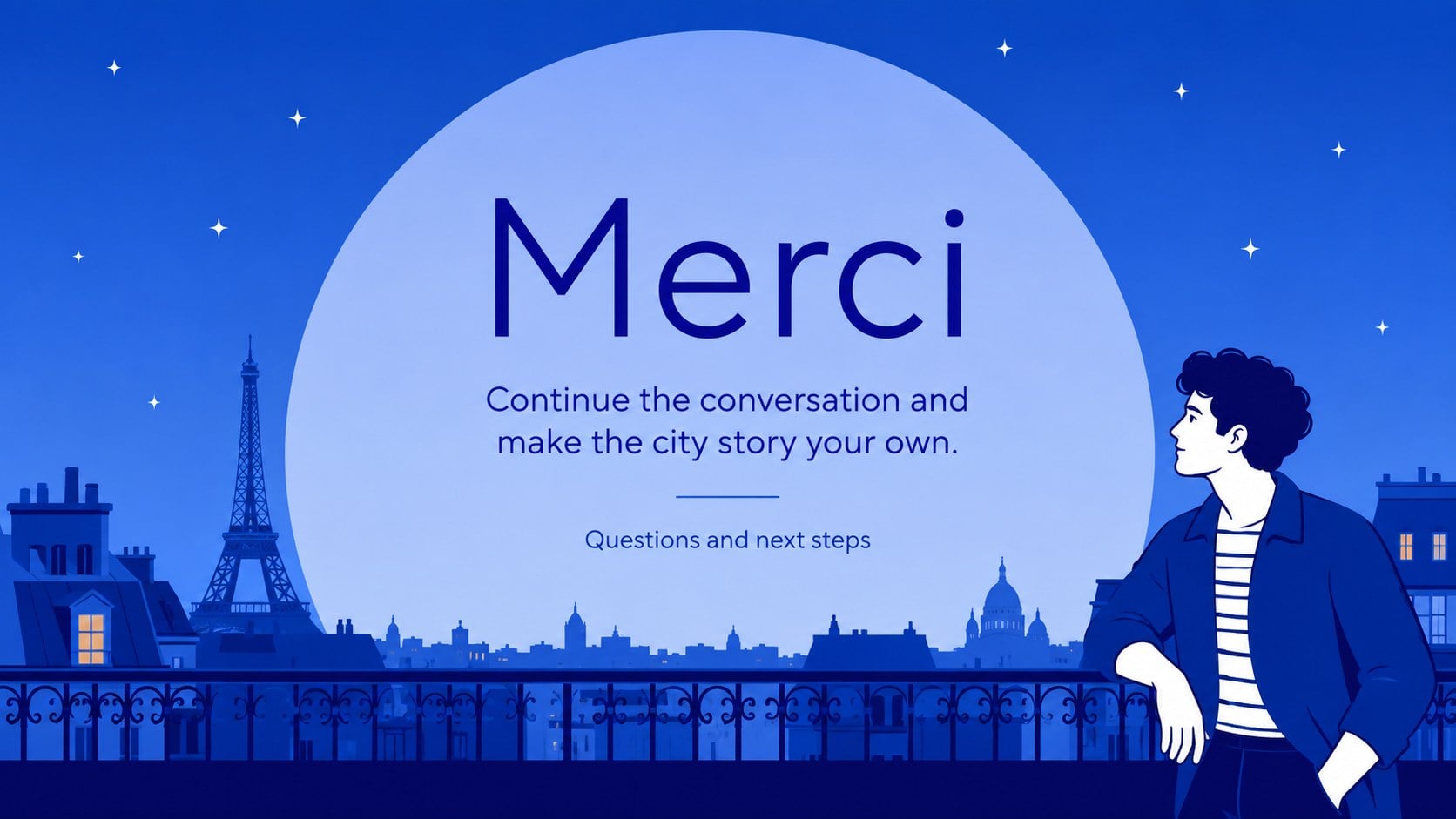 Modelo de apresentação Temática Parisiense em Azul, slide 15