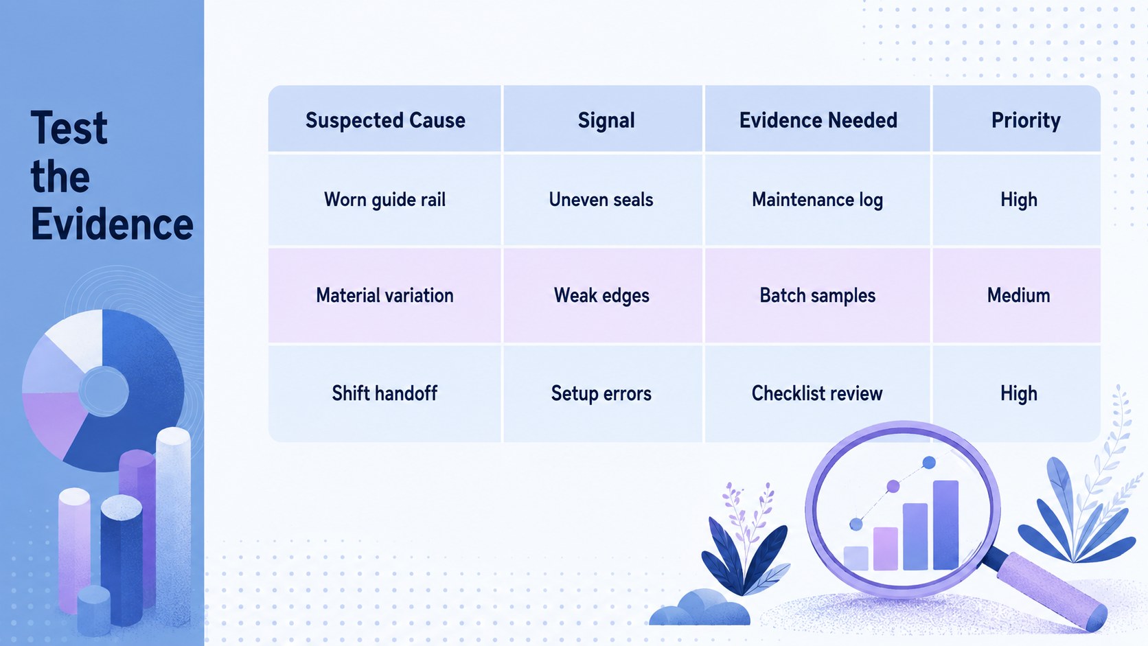 Modelo de apresentação Diagrama de Causa e Efeito em Azul e Roxo, slide 4