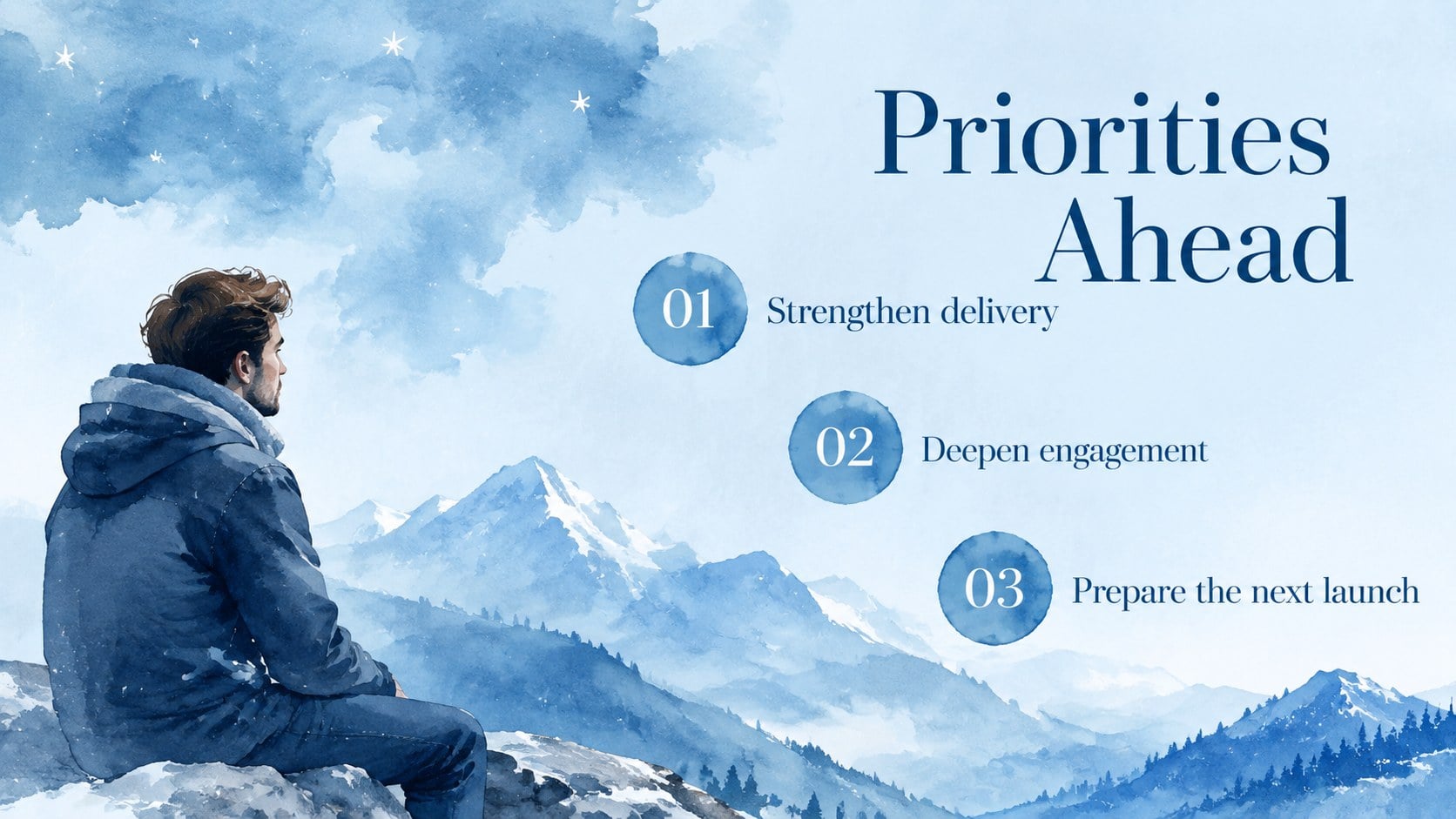 Blue Watercolor Seasonal Briefing presentation template, slide 10