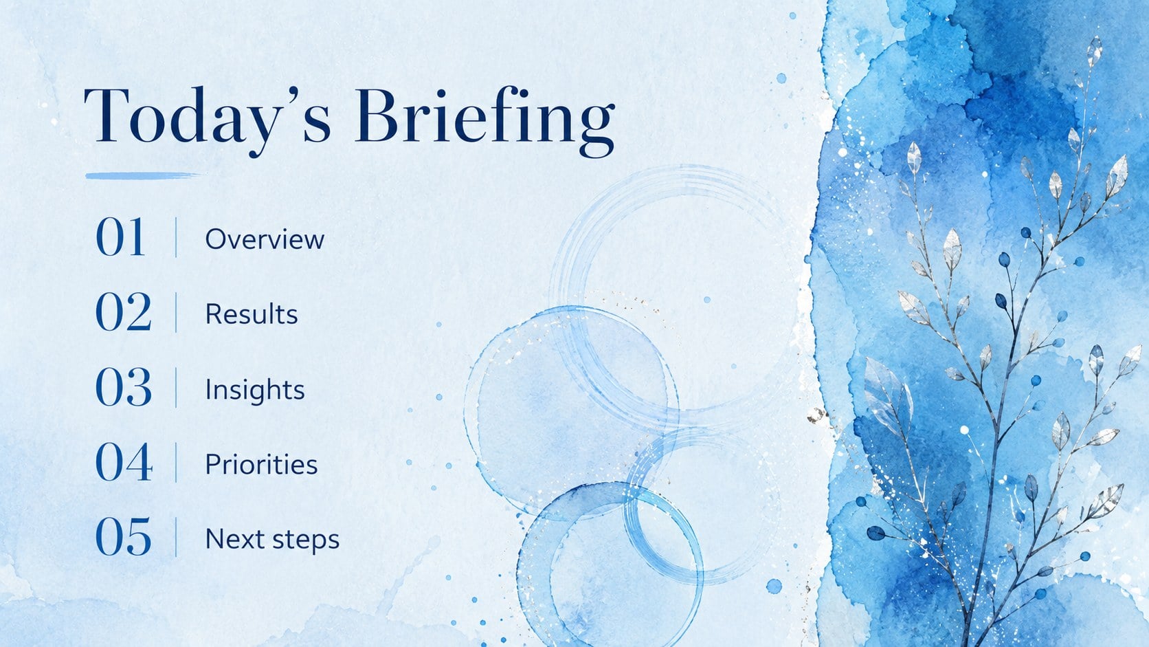 Blue Watercolor Seasonal Briefing presentation template, slide 13