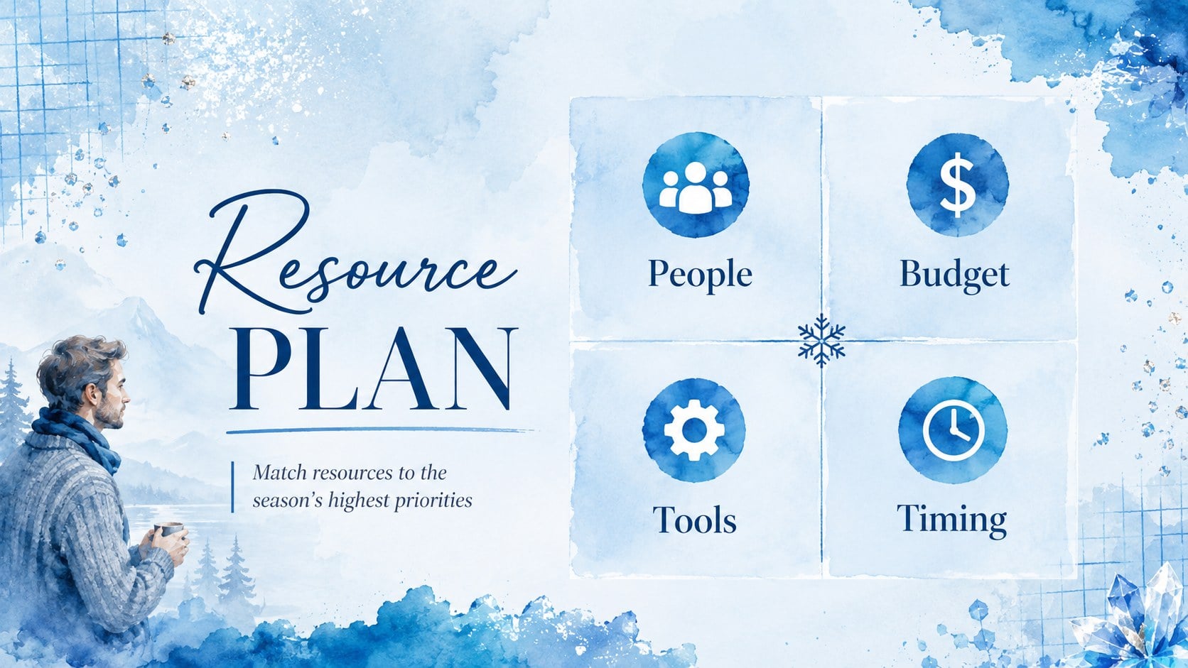 Blue Watercolor Seasonal Briefing presentation template, slide 15
