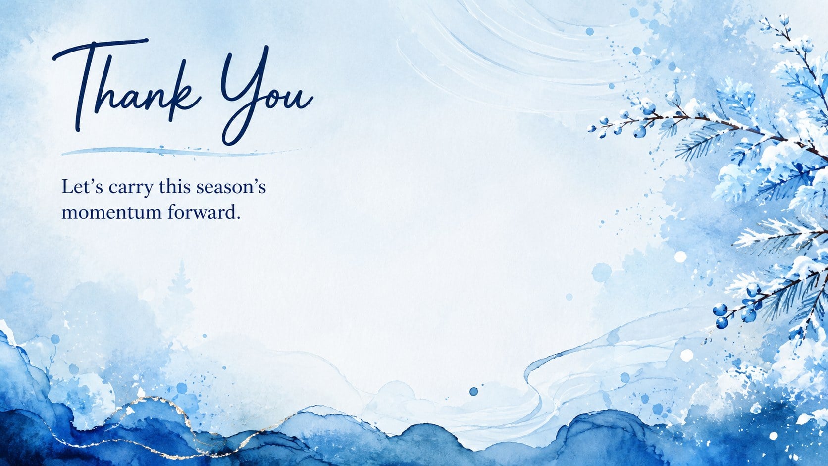 Blue Watercolor Seasonal Briefing presentation template, slide 16