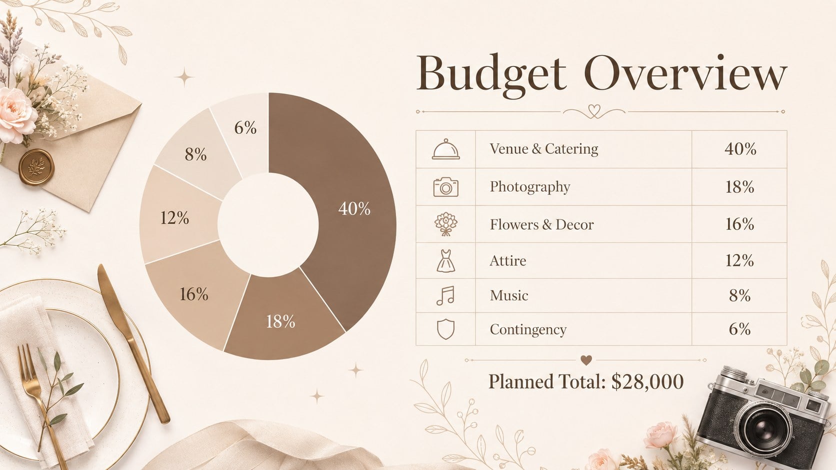 Bohemian Botanical Wedding Planning Deck presentation template, slide 14