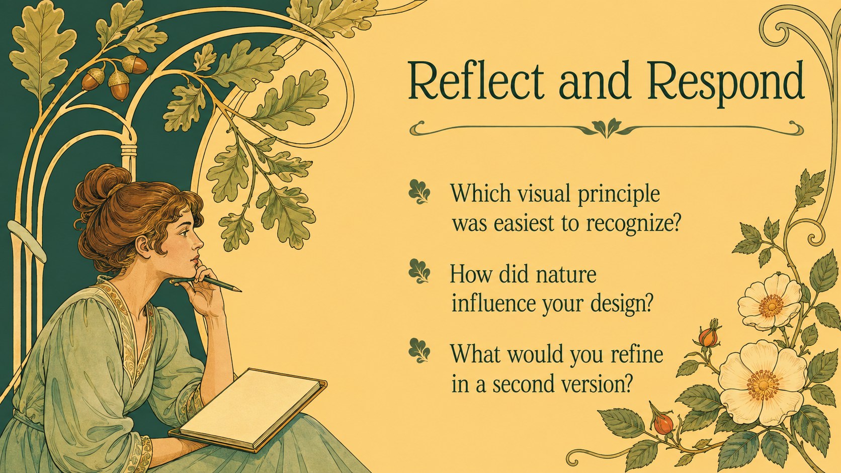 Botanical Art Nouveau Lesson Deck presentation template, slide 14