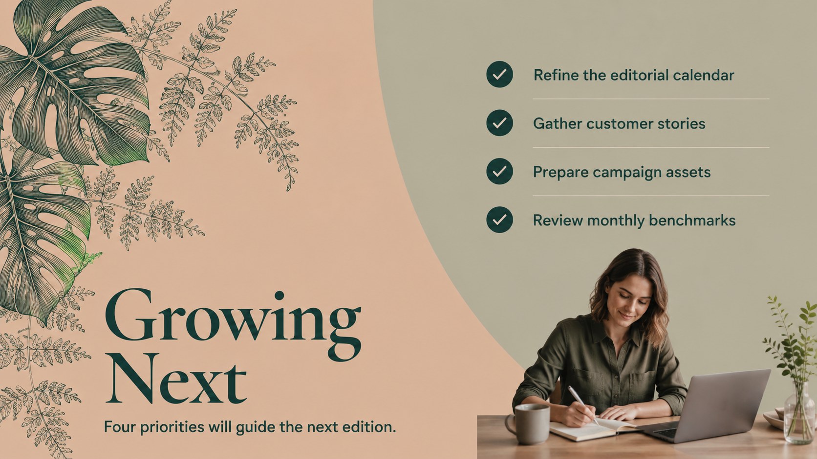Botanical Newsletter Editorial Deck presentation template, slide 14