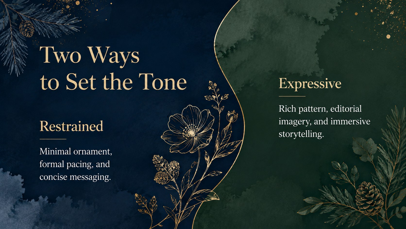 Botanical Winter Elegance Theme presentation template, slide 10