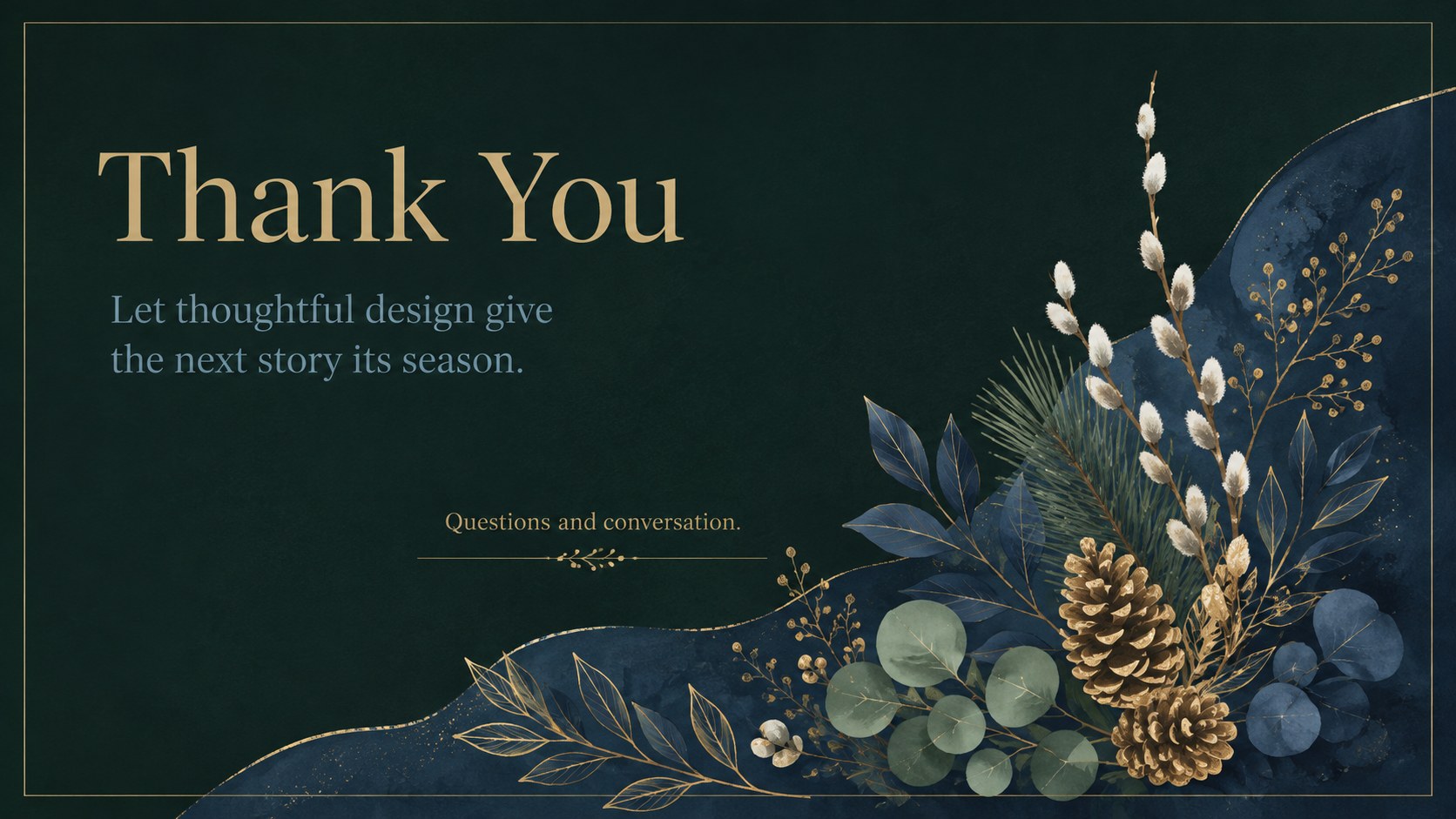 Botanical Winter Elegance Theme presentation template, slide 16