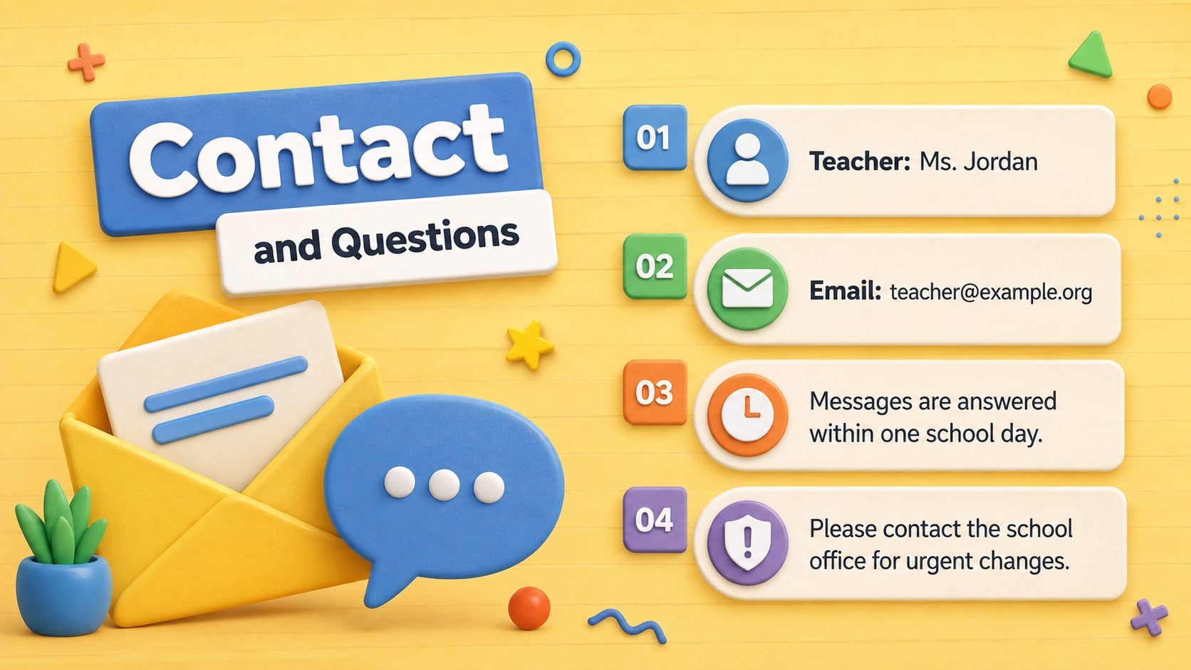 Bright Classroom Bulletin Presentation presentation template, slide 14