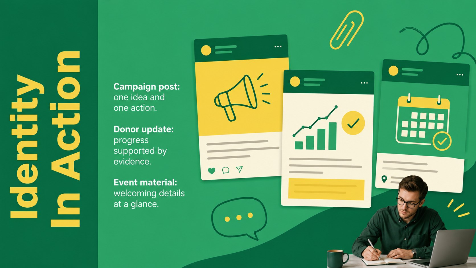 Bright Nonprofit Identity Presentation presentation template, slide 12