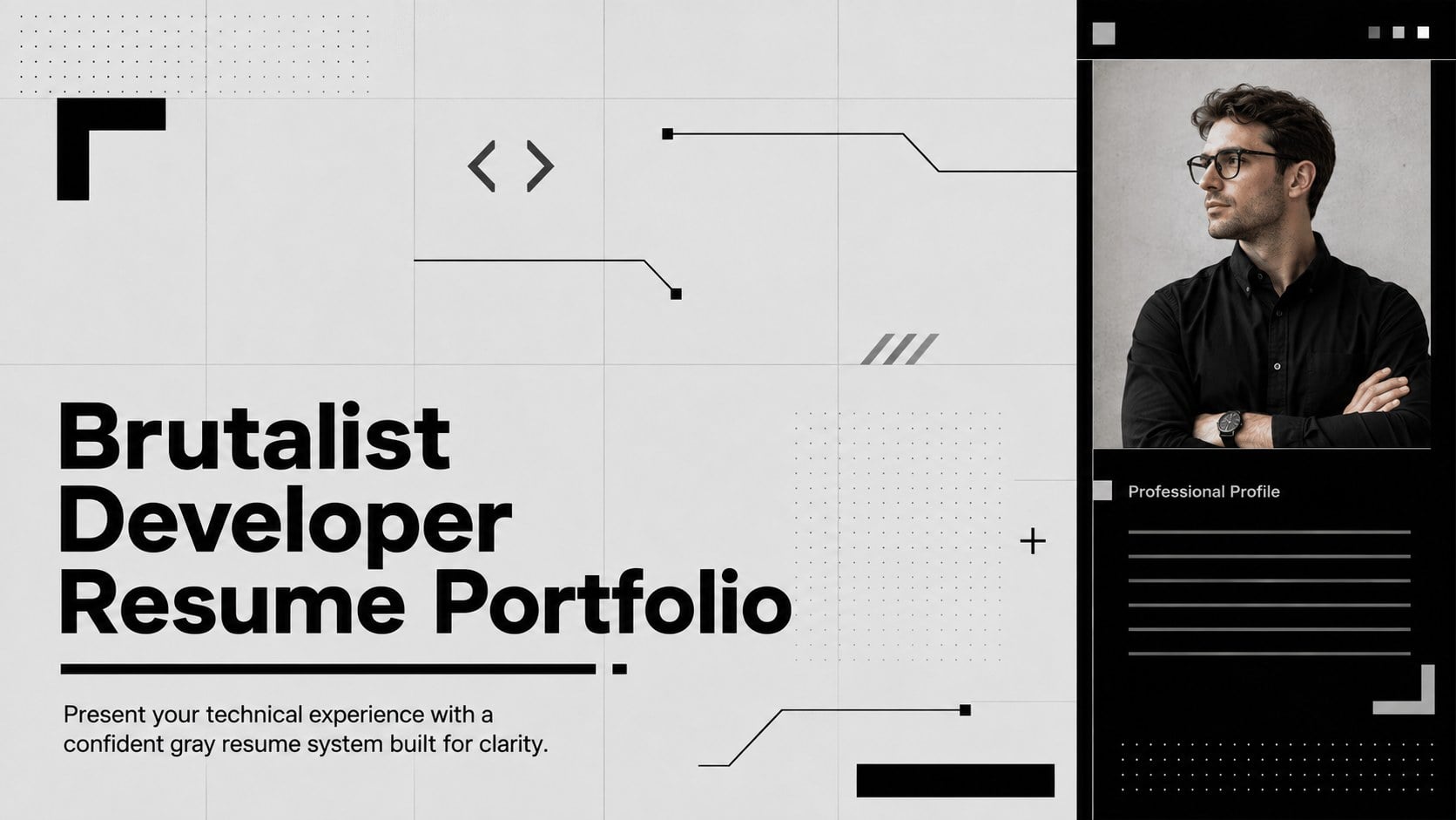 Brutalist Developer Resume Portfolio presentation template, slide 1