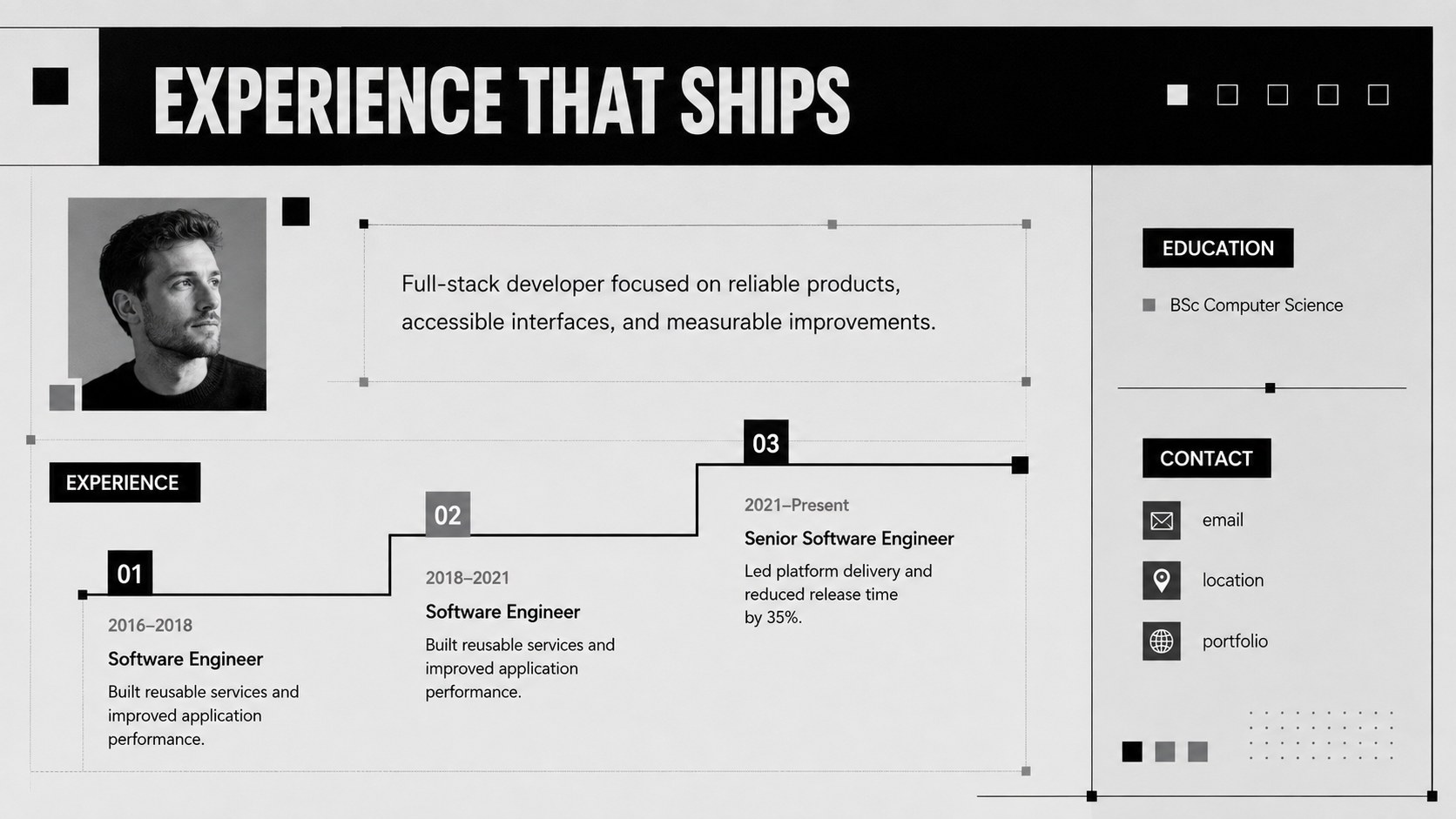 Brutalist Developer Resume Portfolio presentation template, slide 2