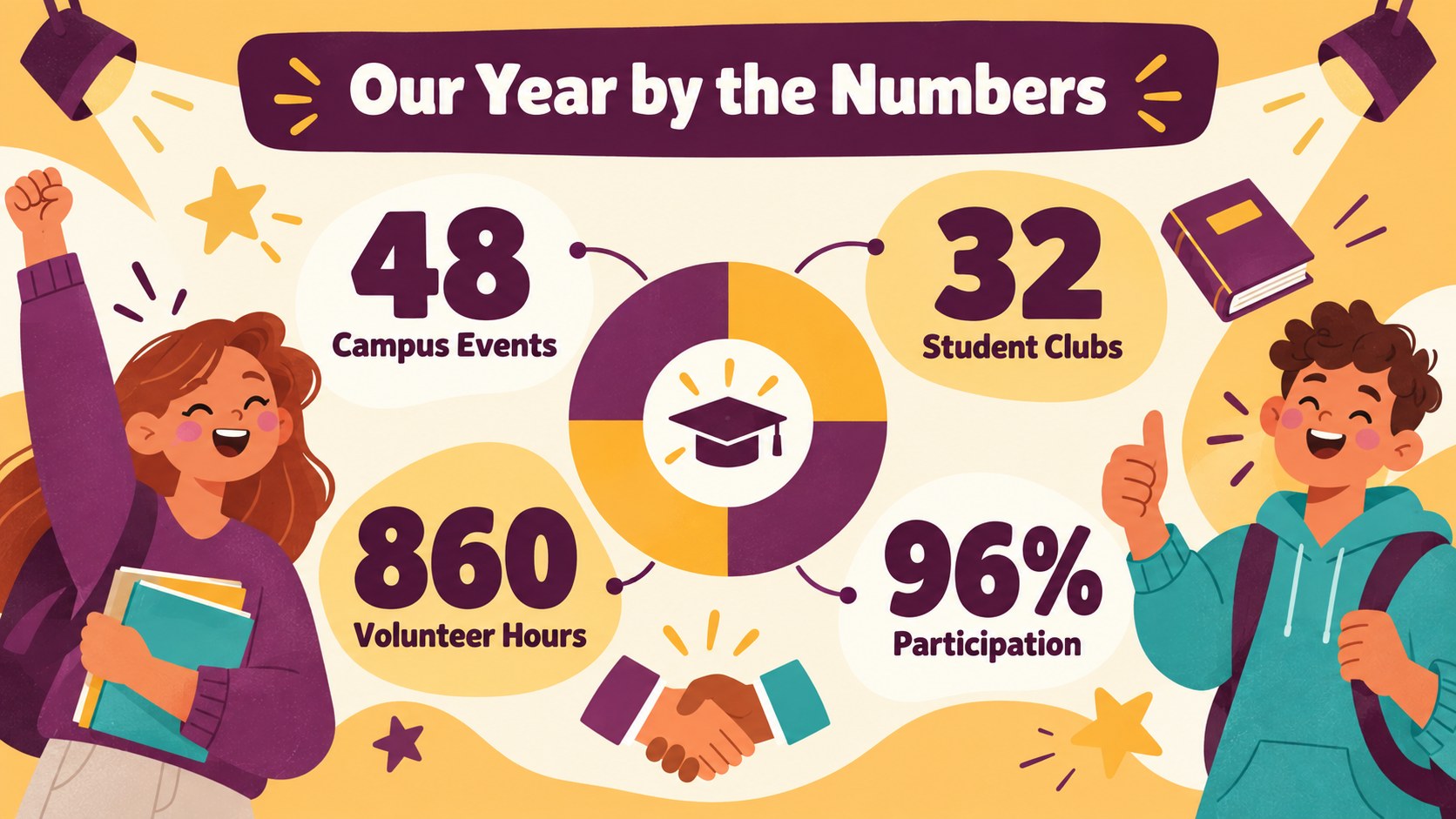Campus Memories Yearbook Theme presentation template, slide 14