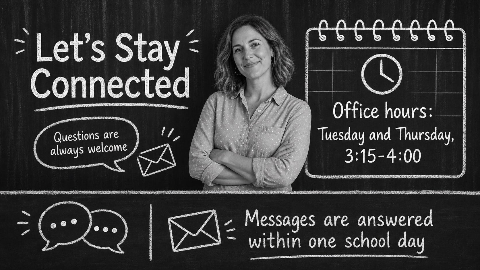Chalkboard Meet the Teacher Deck presentation template, slide 11