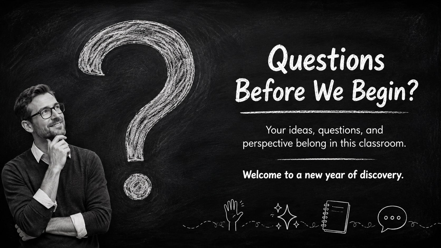 Chalkboard Meet the Teacher Deck presentation template, slide 15