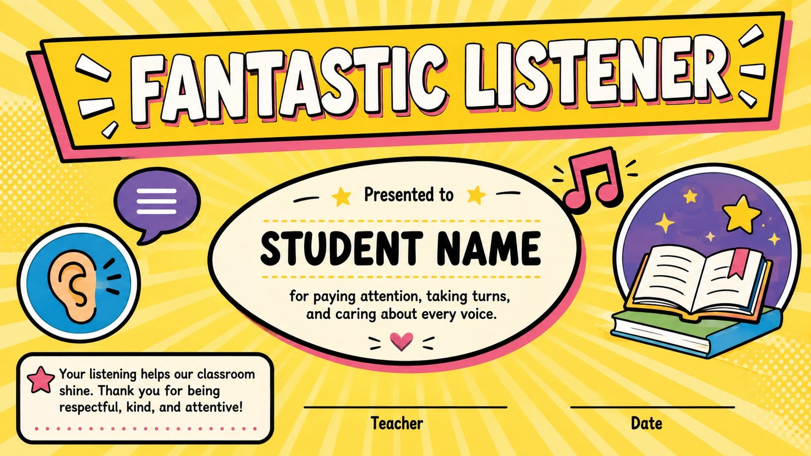 Cheerful Preschool Achievement Certificate Deck presentation template, slide 10