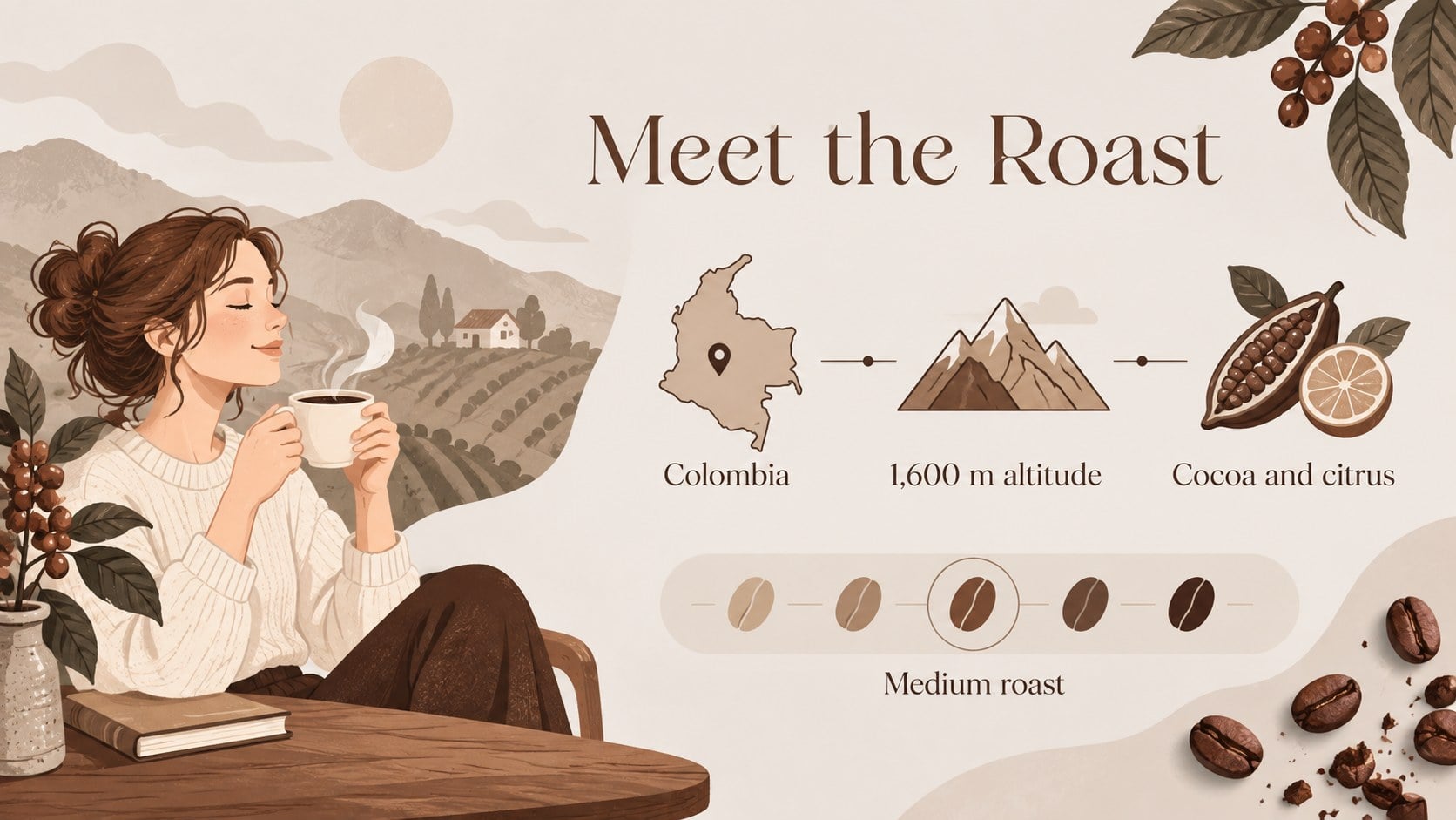 Coffee Shop Menu Slides: A Roaster's Story presentation template, slide 5