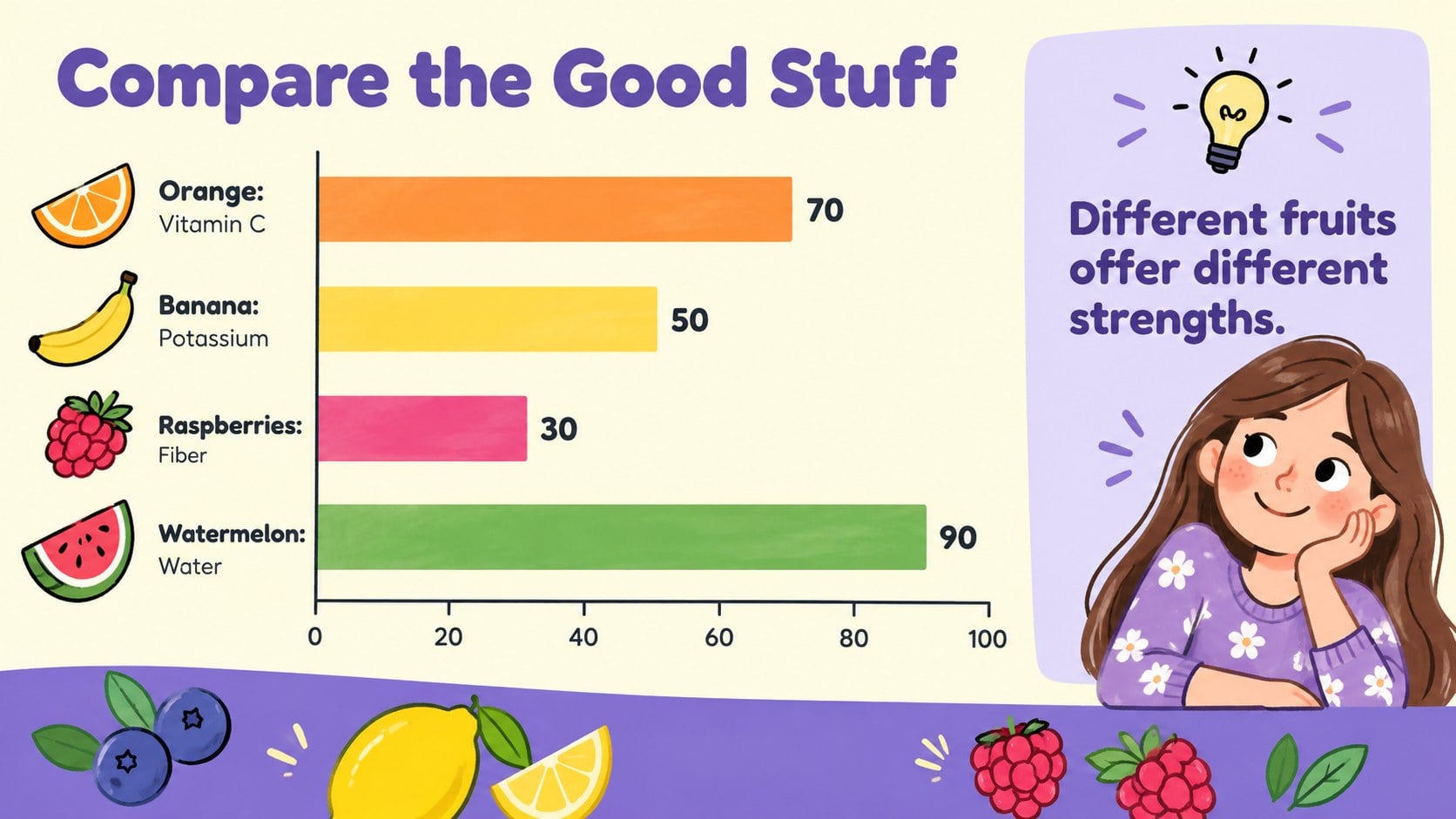 Colorful Fruit Presentation Theme for Playful Lessons presentation template, slide 7