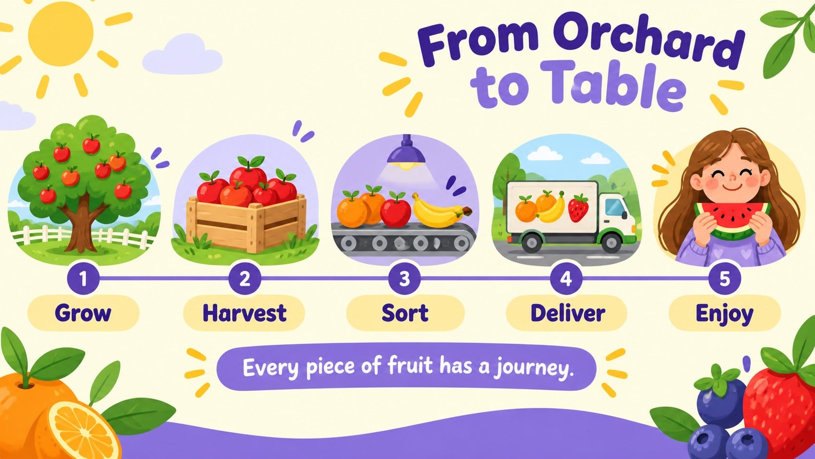 Colorful Fruit Presentation Theme for Playful Lessons presentation template, slide 13