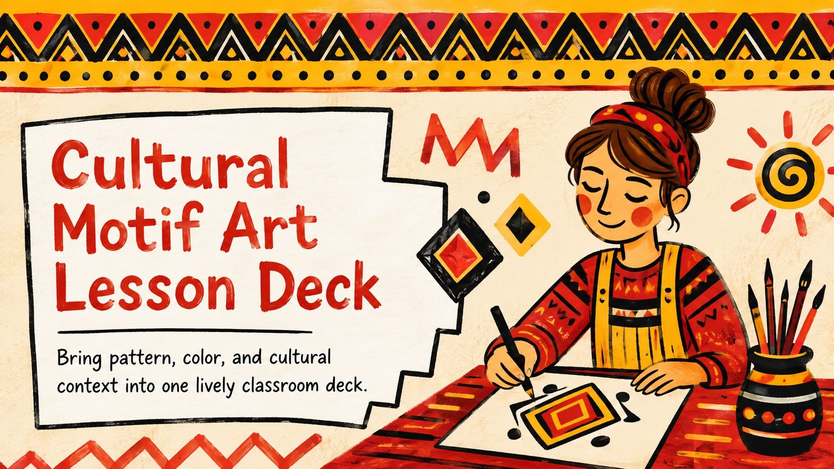 Cultural Motif Art Lesson Deck presentation template, slide 1