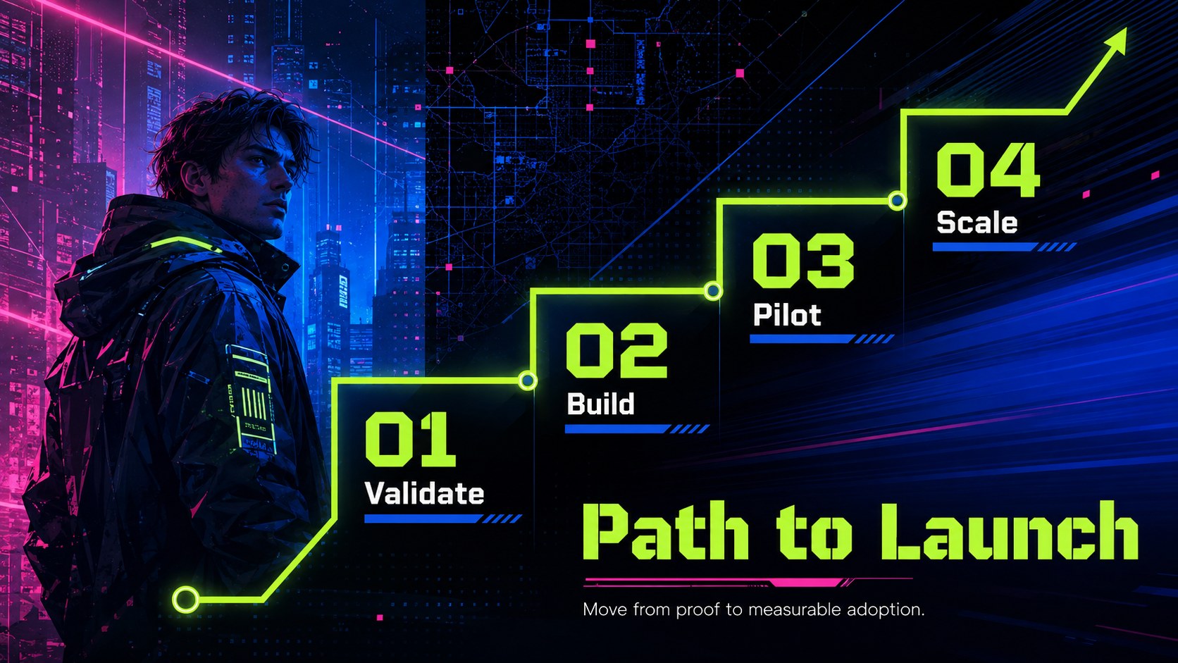 Cyberpunk Tech Pitch Deck presentation template, slide 11