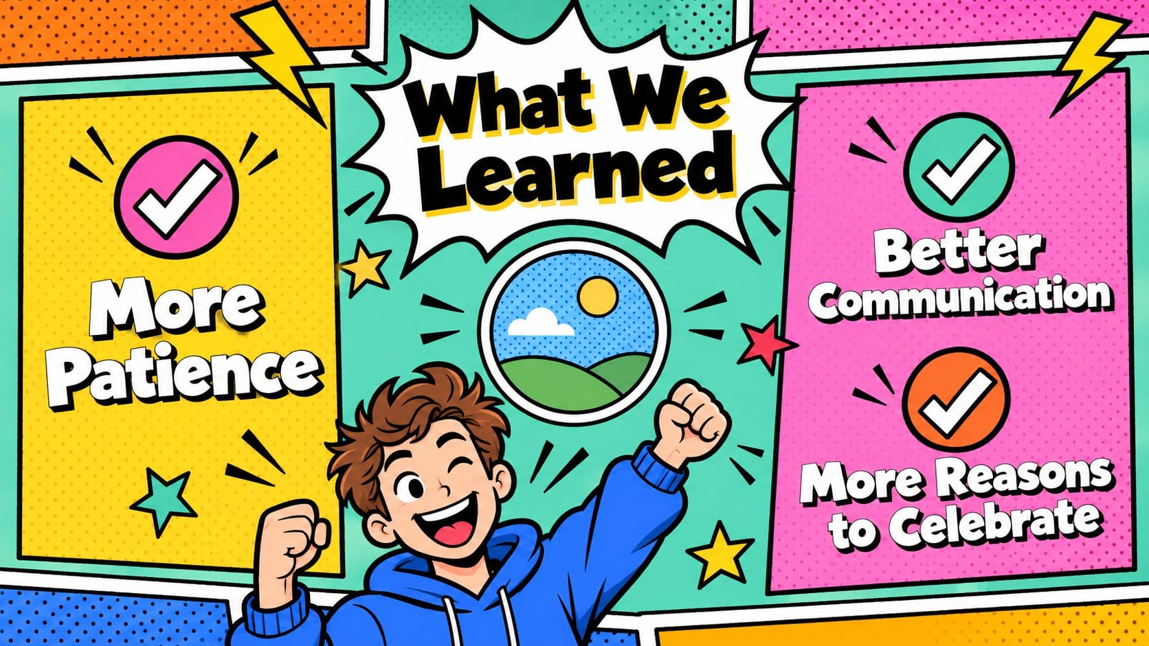 Dating Recap Presentation: Pop Art Love Story Deck presentation template, slide 13