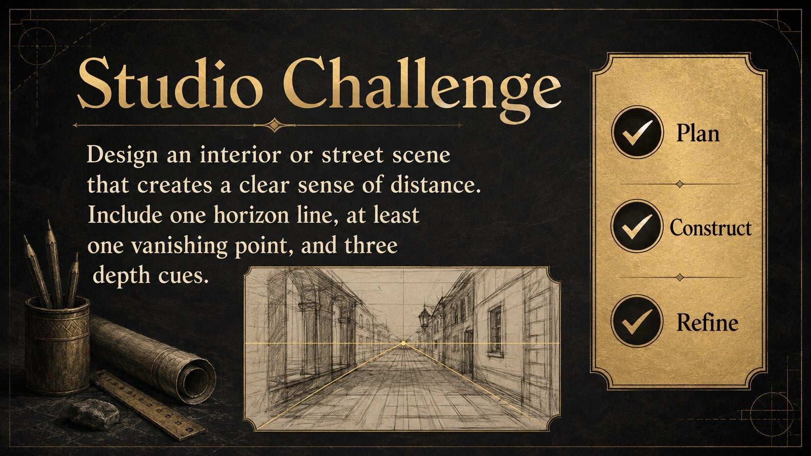 Drawing Depth and Perspective Classroom Deck presentation template, slide 13