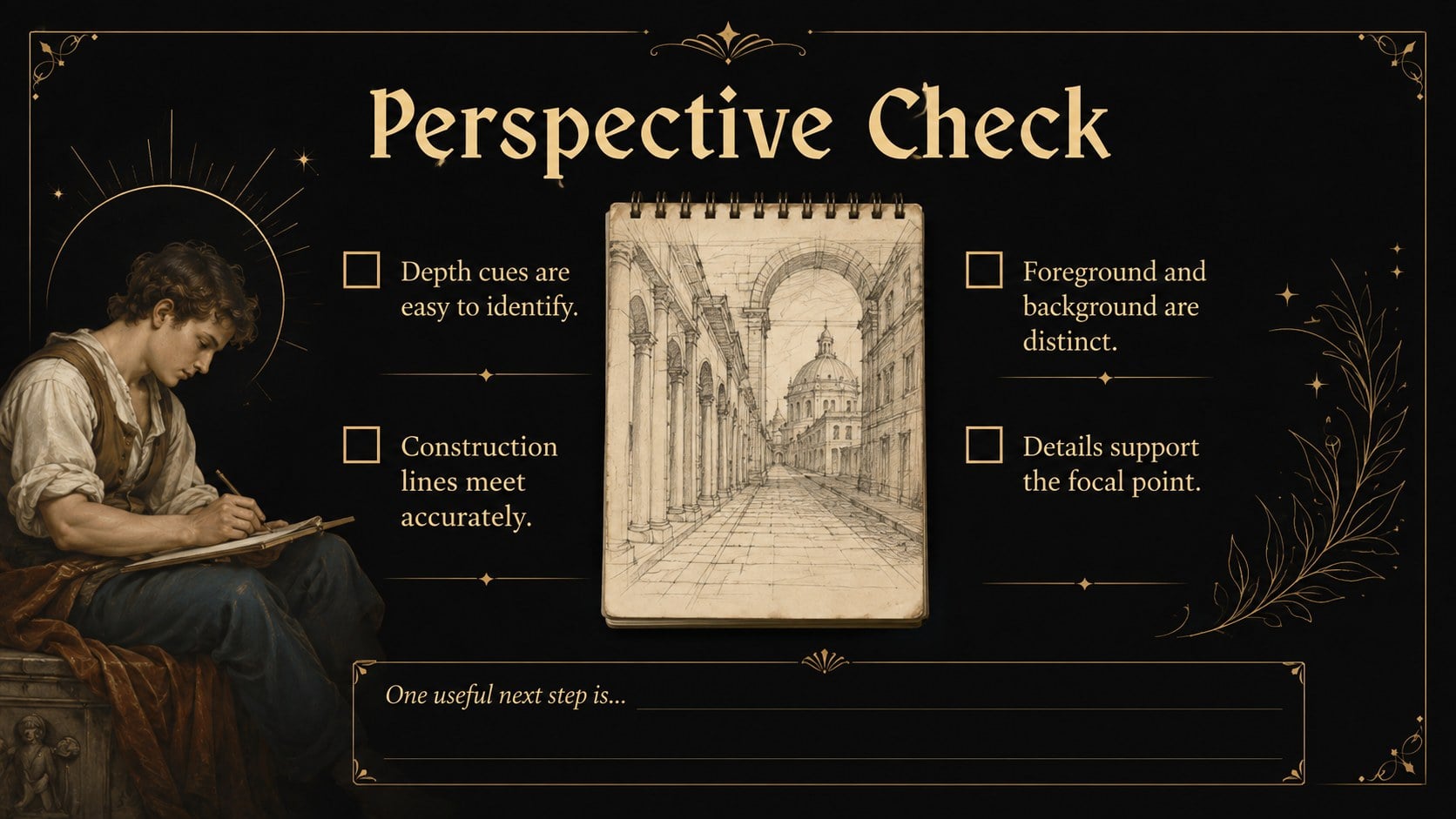 Drawing Depth and Perspective Classroom Deck presentation template, slide 14