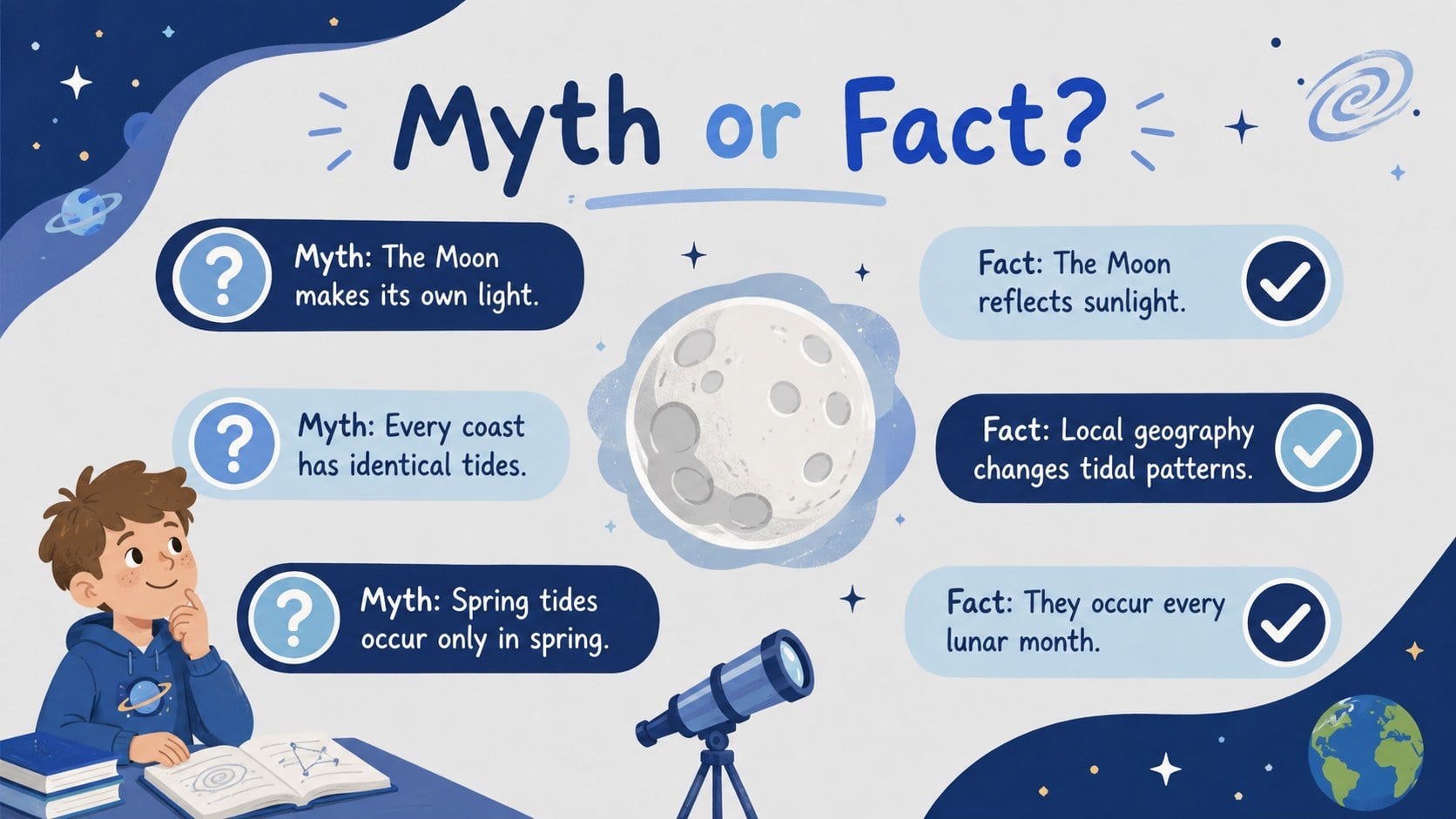 Earth-Moon Tides Astronomy Lesson Deck presentation template, slide 13
