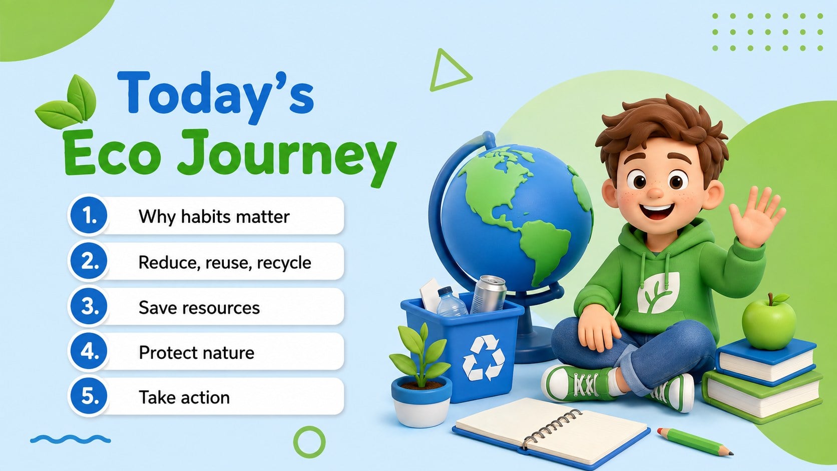 Eco-Friendly Habits Classroom Deck presentation template, slide 13