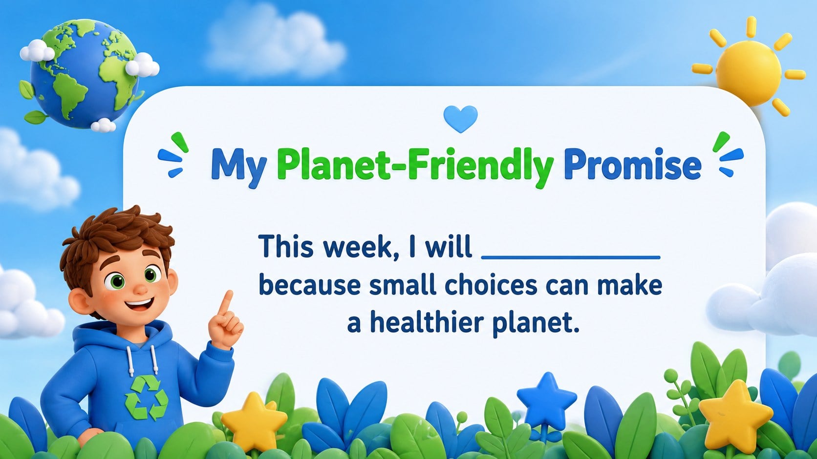 Eco-Friendly Habits Classroom Deck presentation template, slide 15