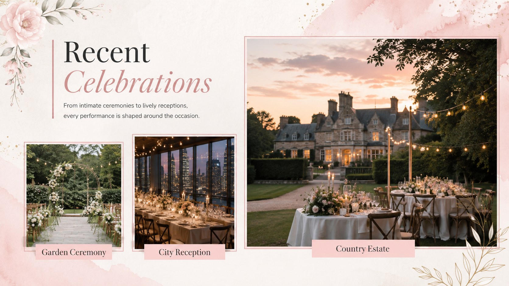 Elegant Pink Wedding Music Showcase Deck presentation template, slide 10